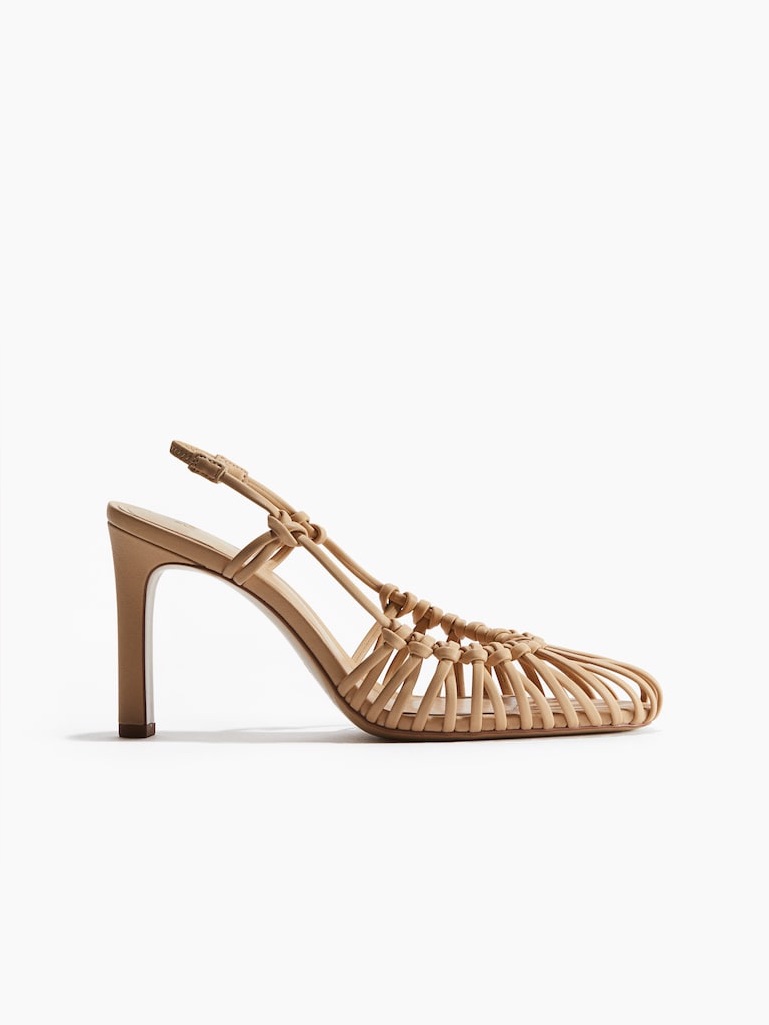 H&M Women's Nude Braided Slingback Heels